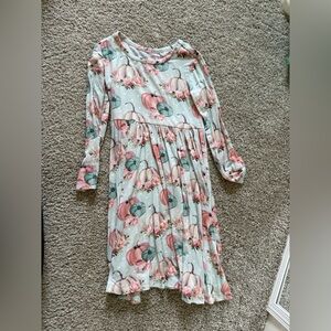 Posh Peanut Mint and Pink Pumpkin Floral Long Sleeve Dress